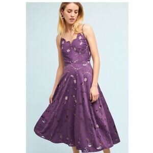 NEW Anthropologie Moulinette Soeurs Purple Scalloped Dress